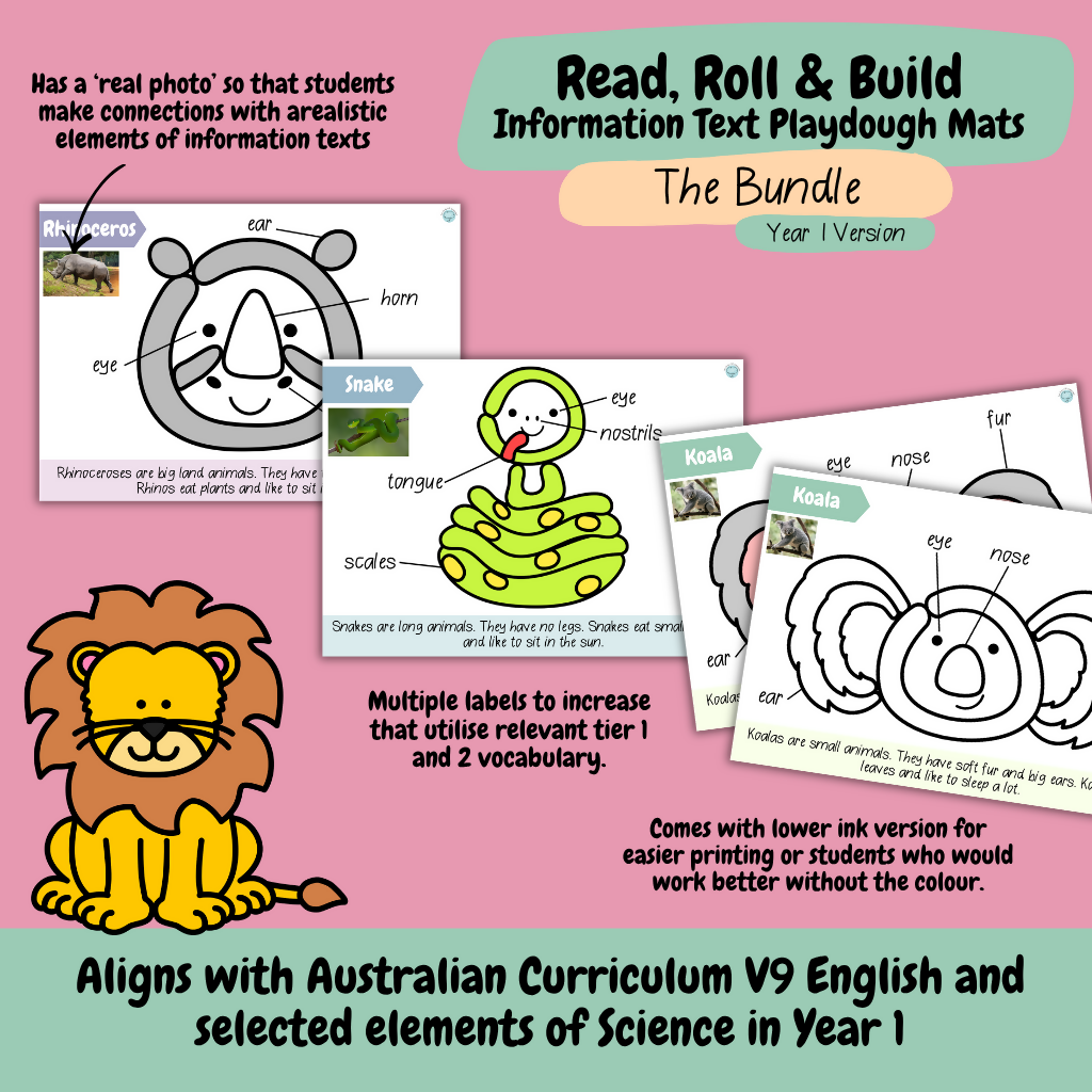 Information Playdough Mats BUNDLE | Year 1 | Farm & Zoo Animals