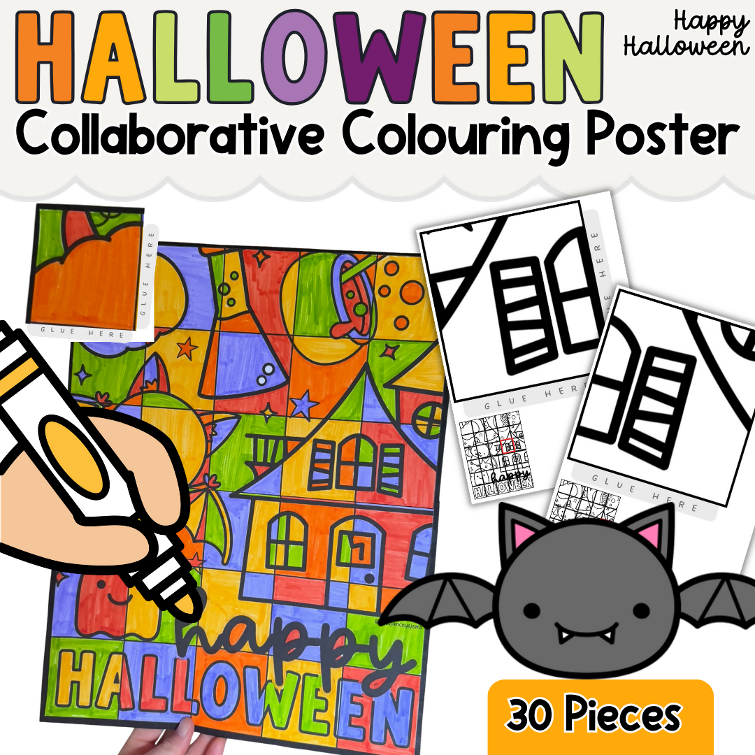 1. Halloween Collaborative Colouring Poster & Classroom Mural | October Craft, Halloween Bulletin Board, Group Art Activity & Classroom Display