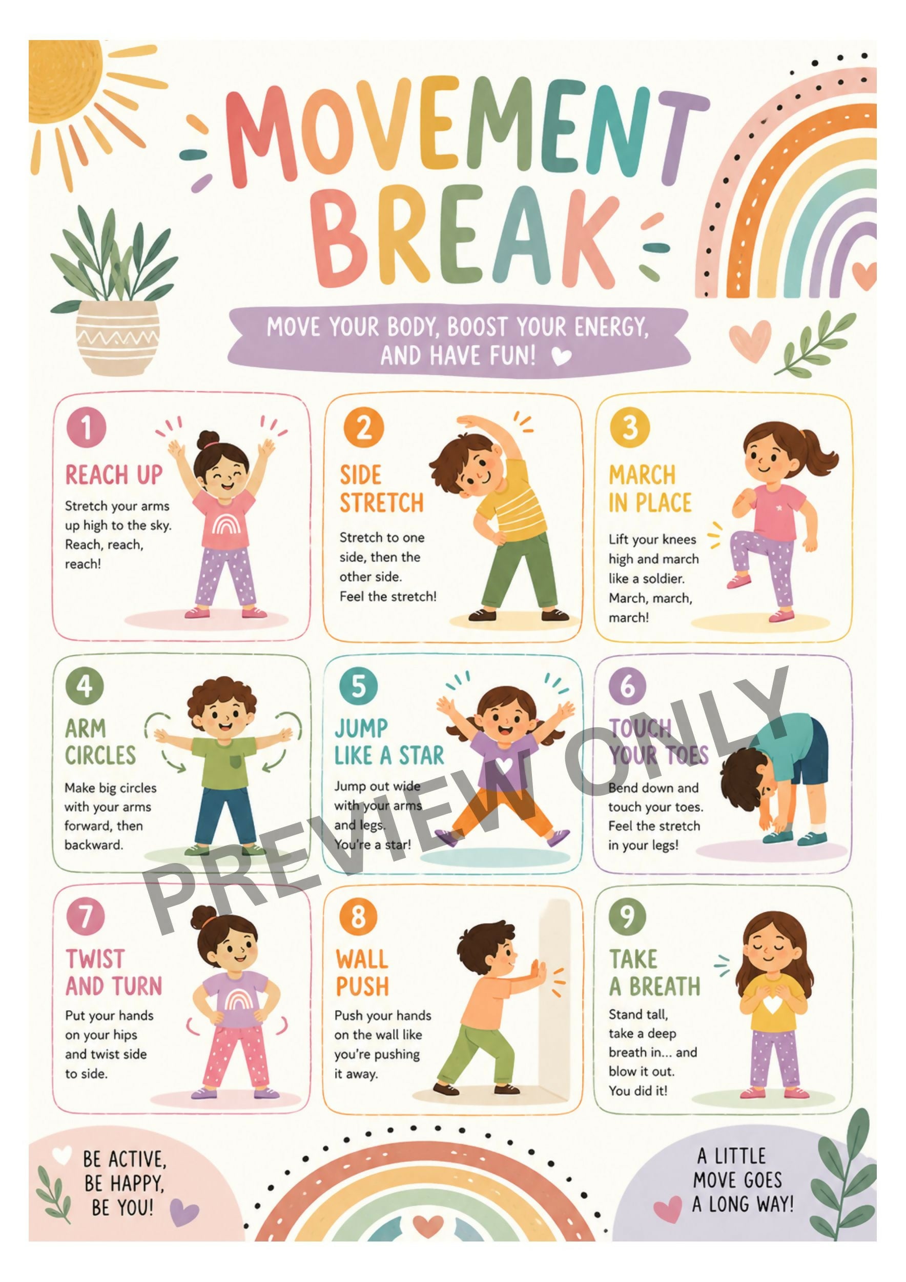 OT Designed - Kids Movement Break Chart - Printable