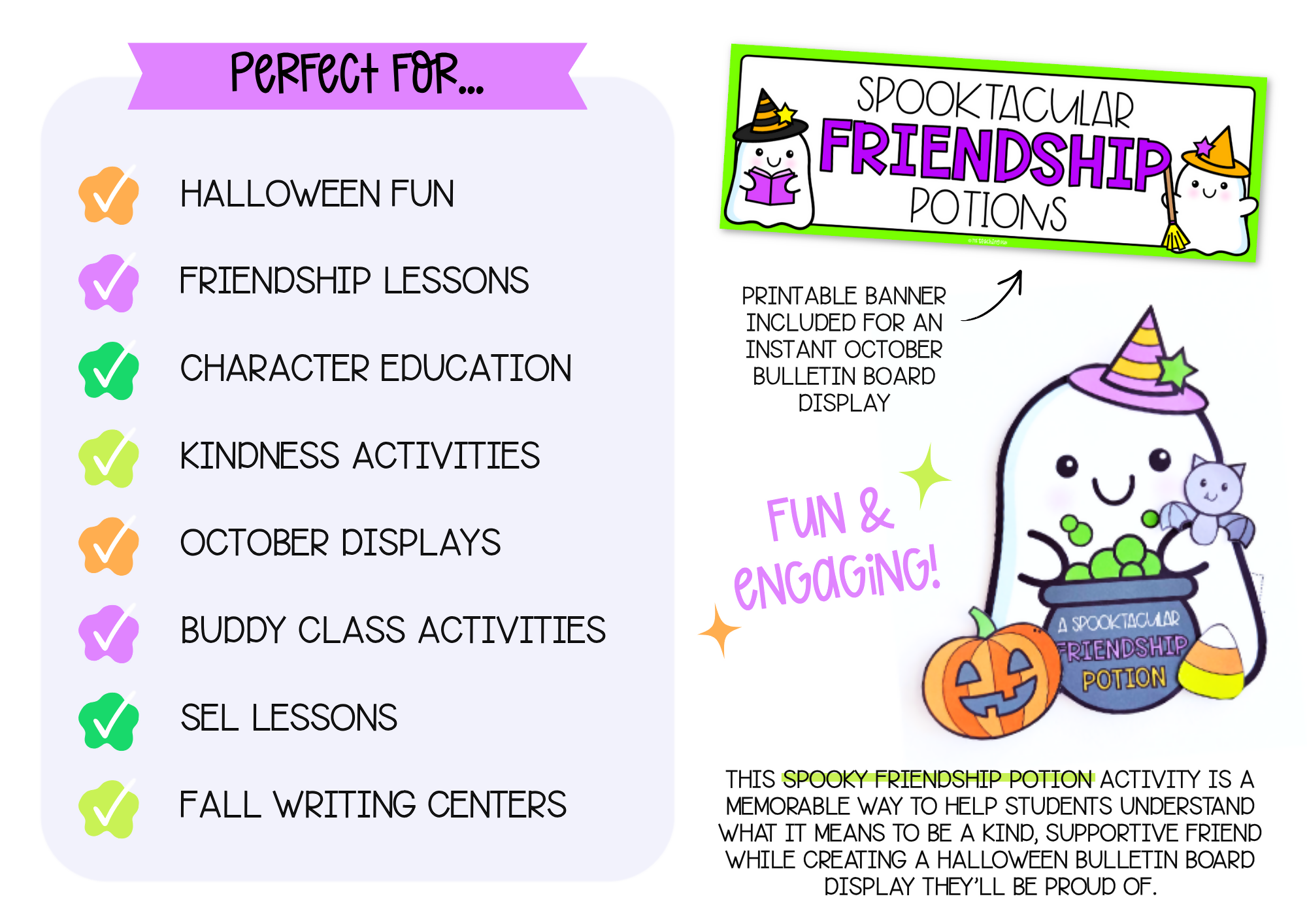 Halloween Spooktacular Friendship Potion Craft - SEL/Friendship Writing Activity