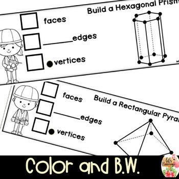 2D 3D Shapes Marshmallow Toothpick STEM Challenge Cards Geometry Review