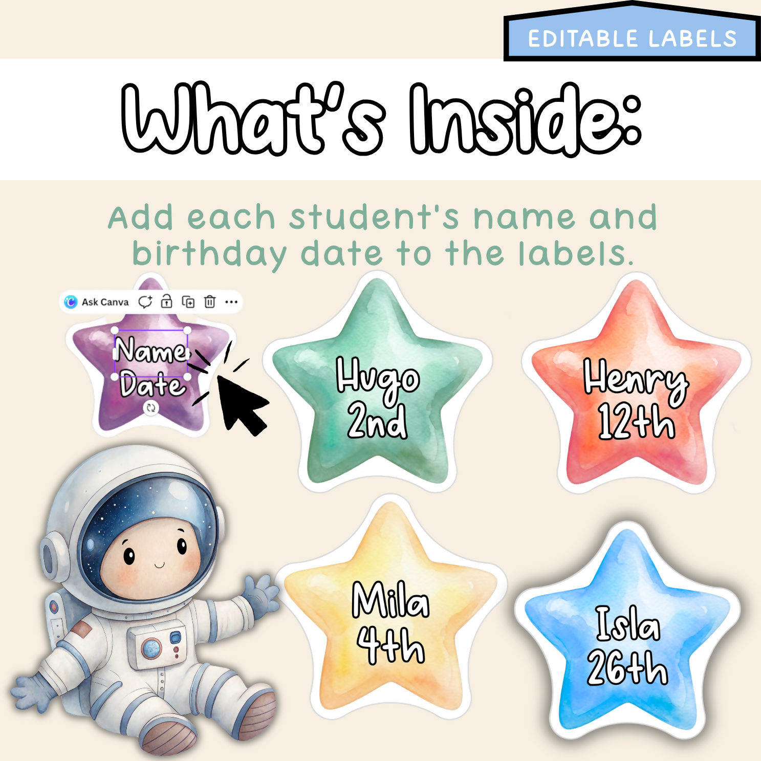 Galaxy Dreams Birthday Board | Editable Birthday Pack Decor Space