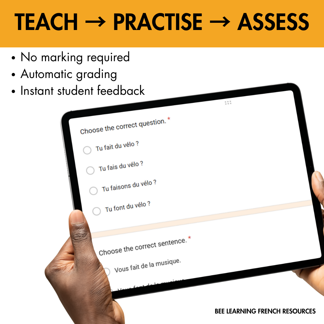 French Faire Present Tense Assessment | Self-Checking Grammar Quiz | Year 7–9