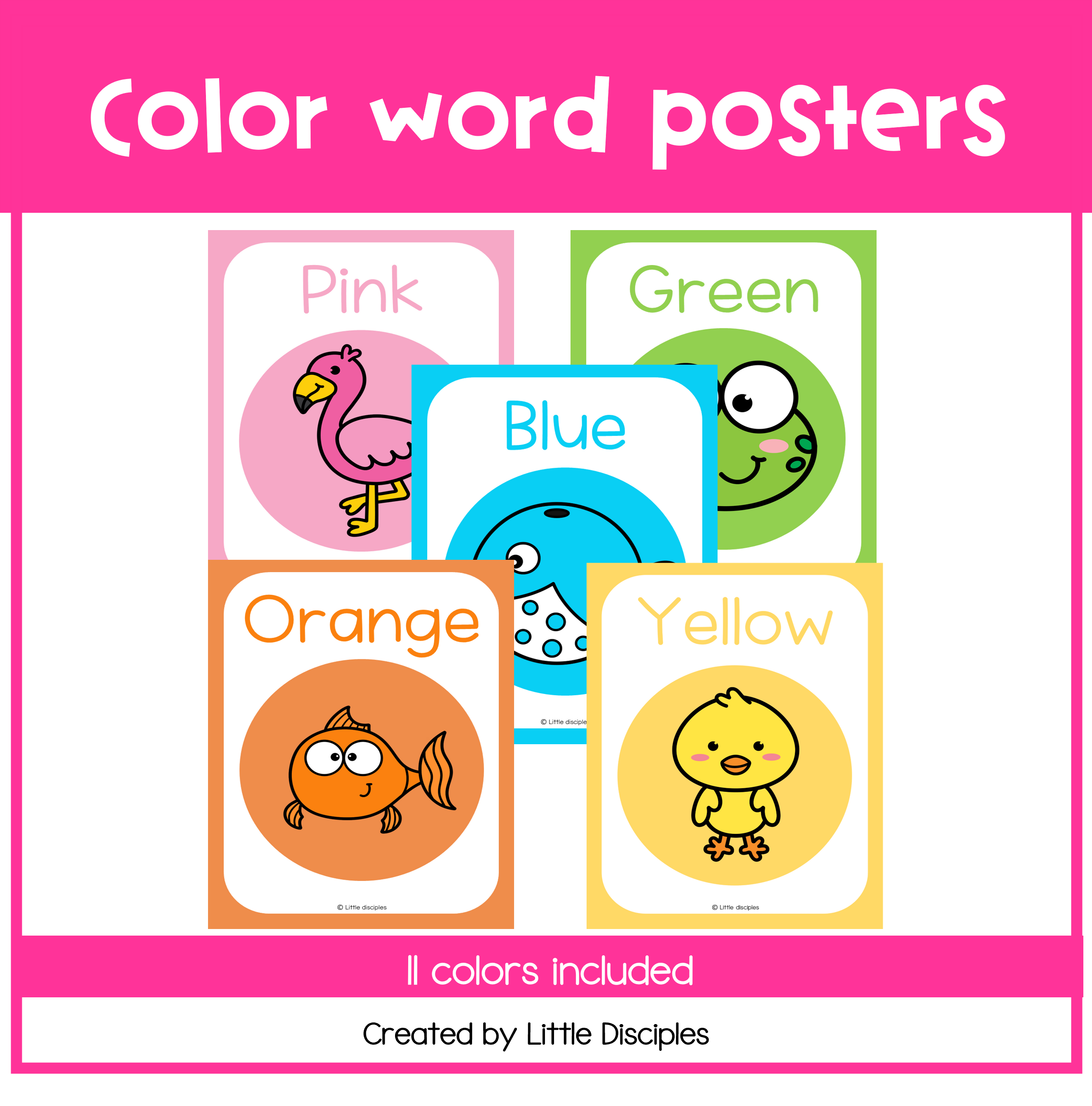 Color word posters with pictures | Color posters printable | Color name poster kindergarten |