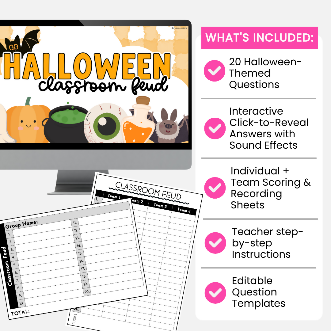Year 2, 3, 4 & 5 Halloween Games & Activities | Halloween Classroom Feud Team Building Game