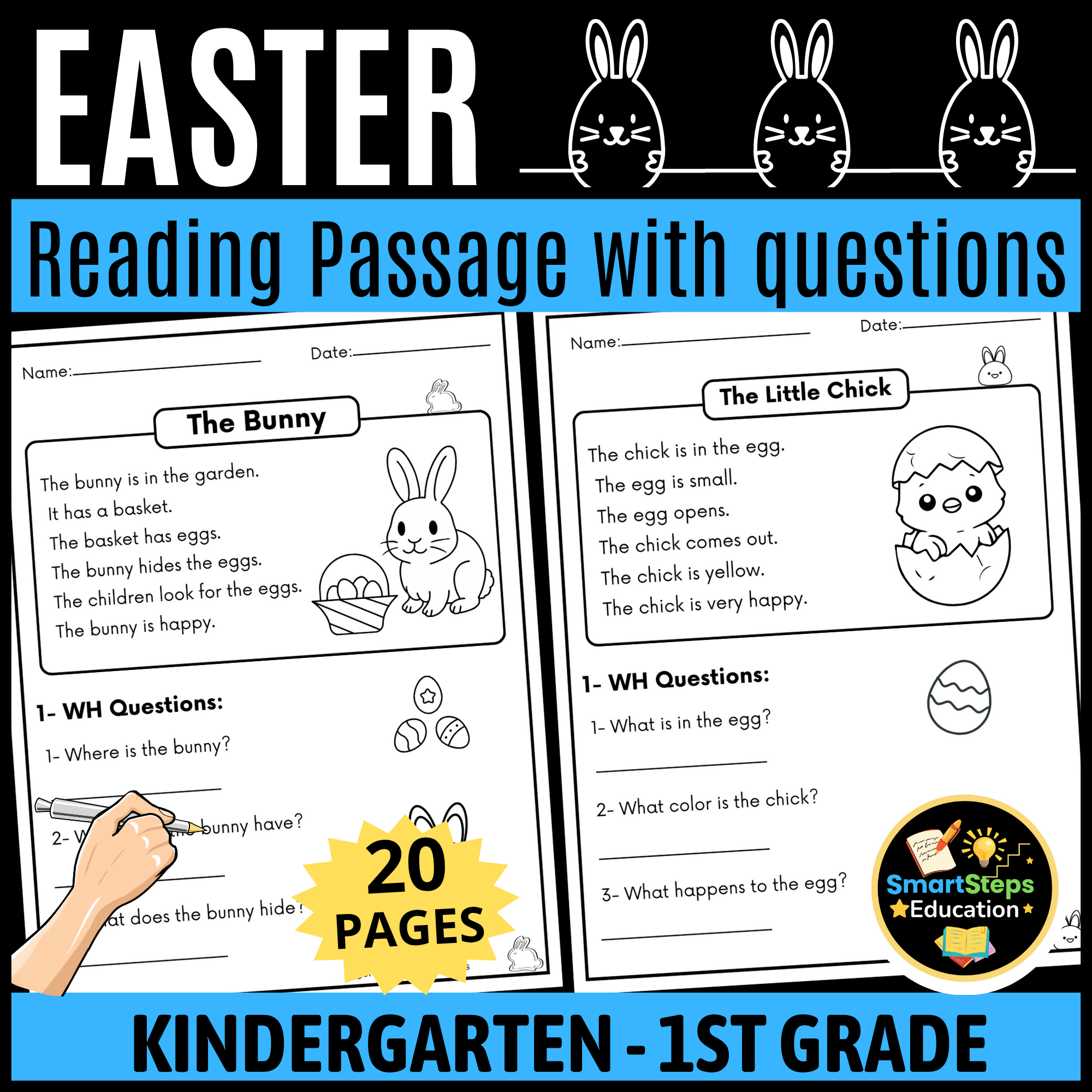 Easter Reading Comprehension Passages with Questions | Kindergarten & Year 1 Printable Literacy Worksheets