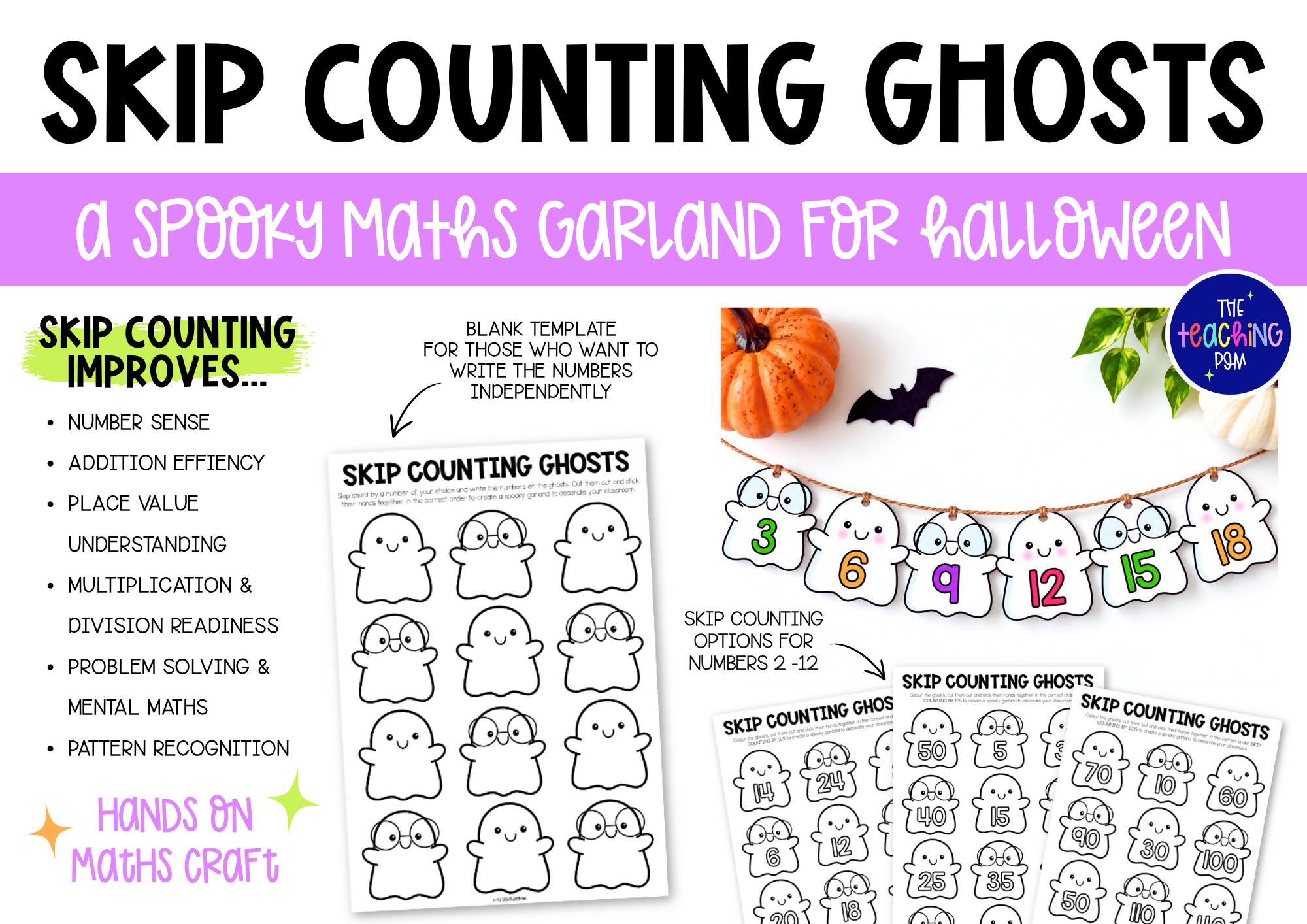 Halloween Skip Counting Garland | Fall Math Activity | Hands On Maths Craft