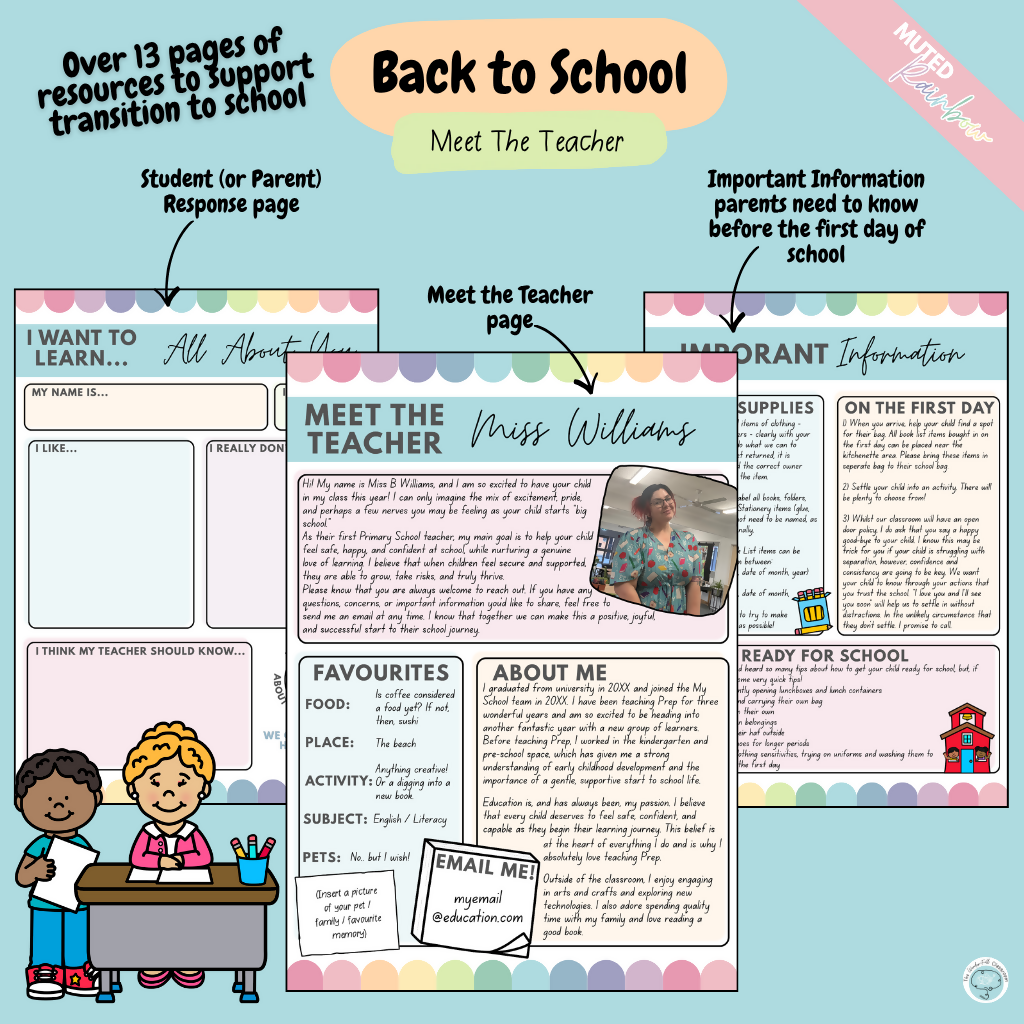 Multiple Colour Themes | Meet The Teacher - Editable Back to School Set