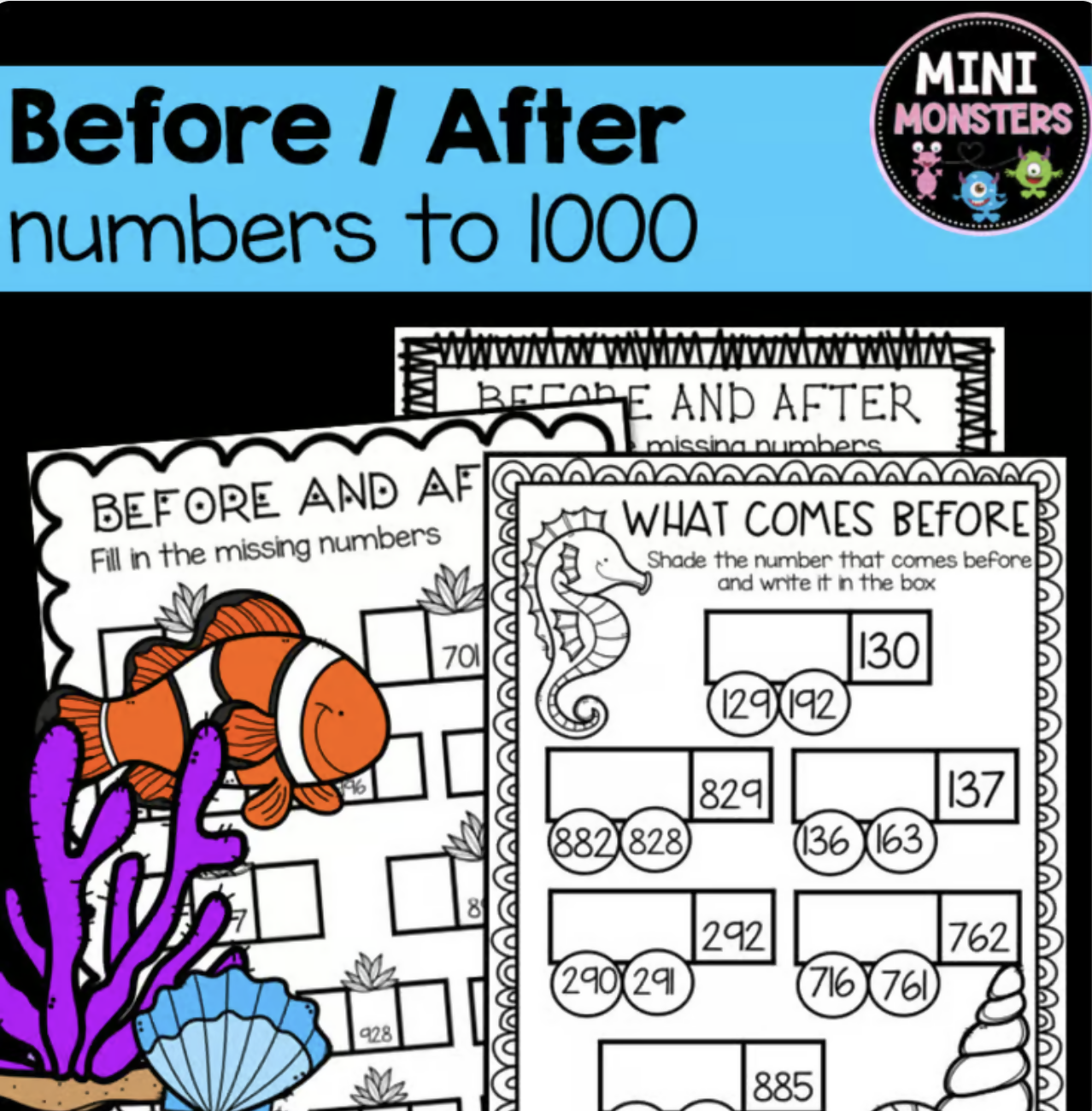Numbers to 1000 | Before and After | Year 2 Australian Curriculum | Worksheets