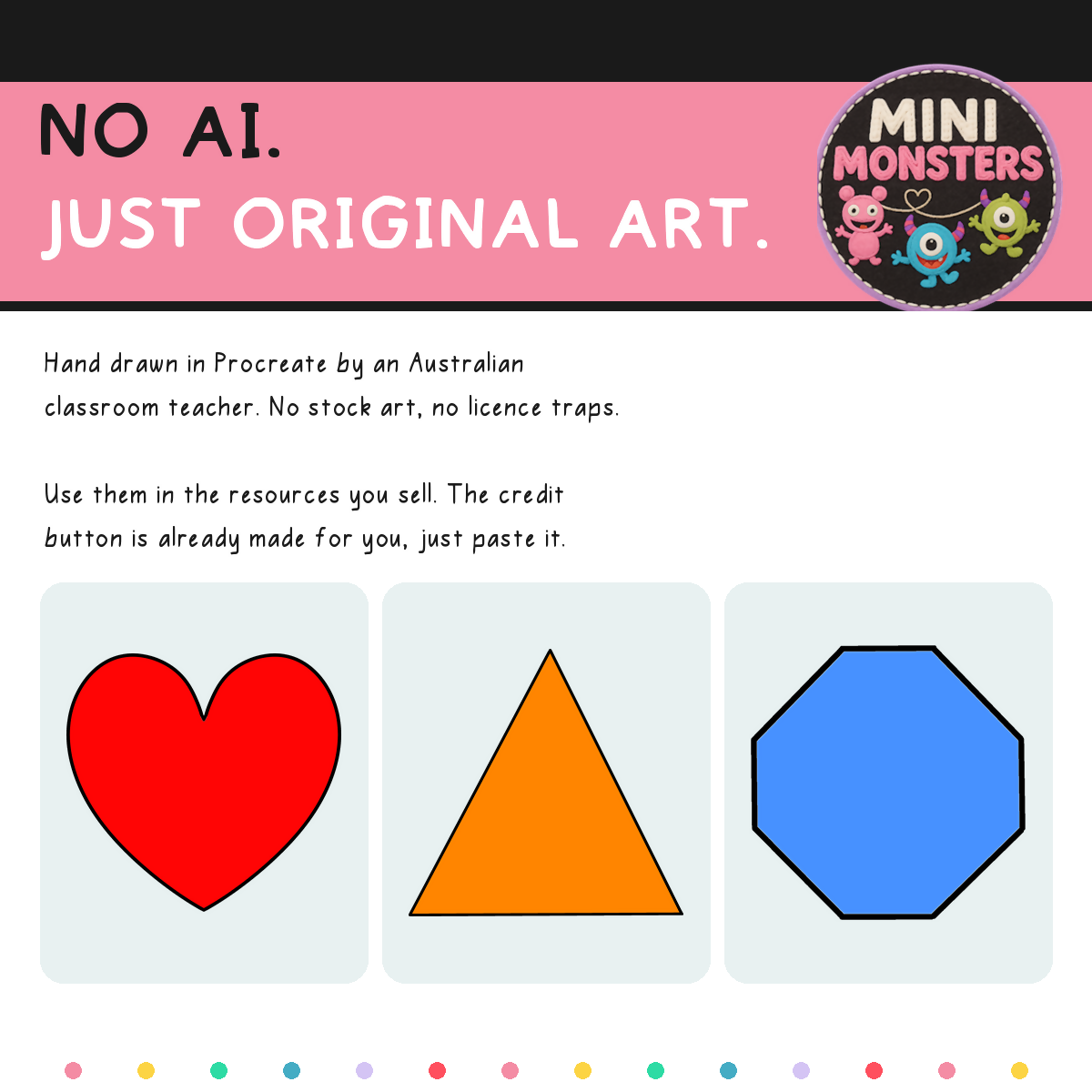 2D Shapes Clipart Set 1 | 33 Designs 66 Files | Colour White and Blackline | Hand Drawn | Commercial Use
