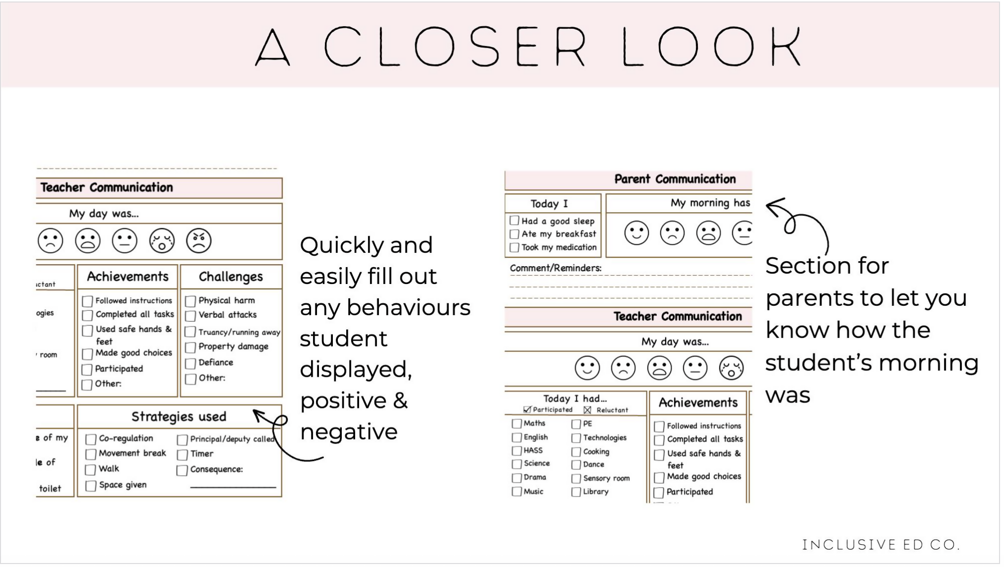 Editable Daily Communication Booklet | Teacher-Parent Notes for Students
