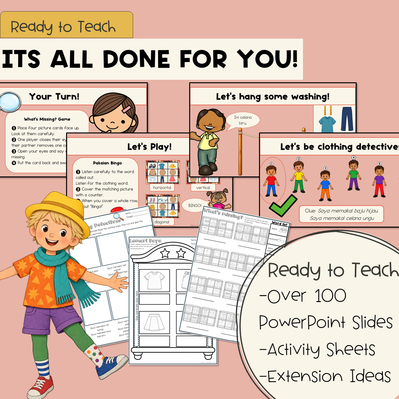 Indonesian Clothing Unit | Years 1–2 | Pakaian Lessons, Worksheets & Games