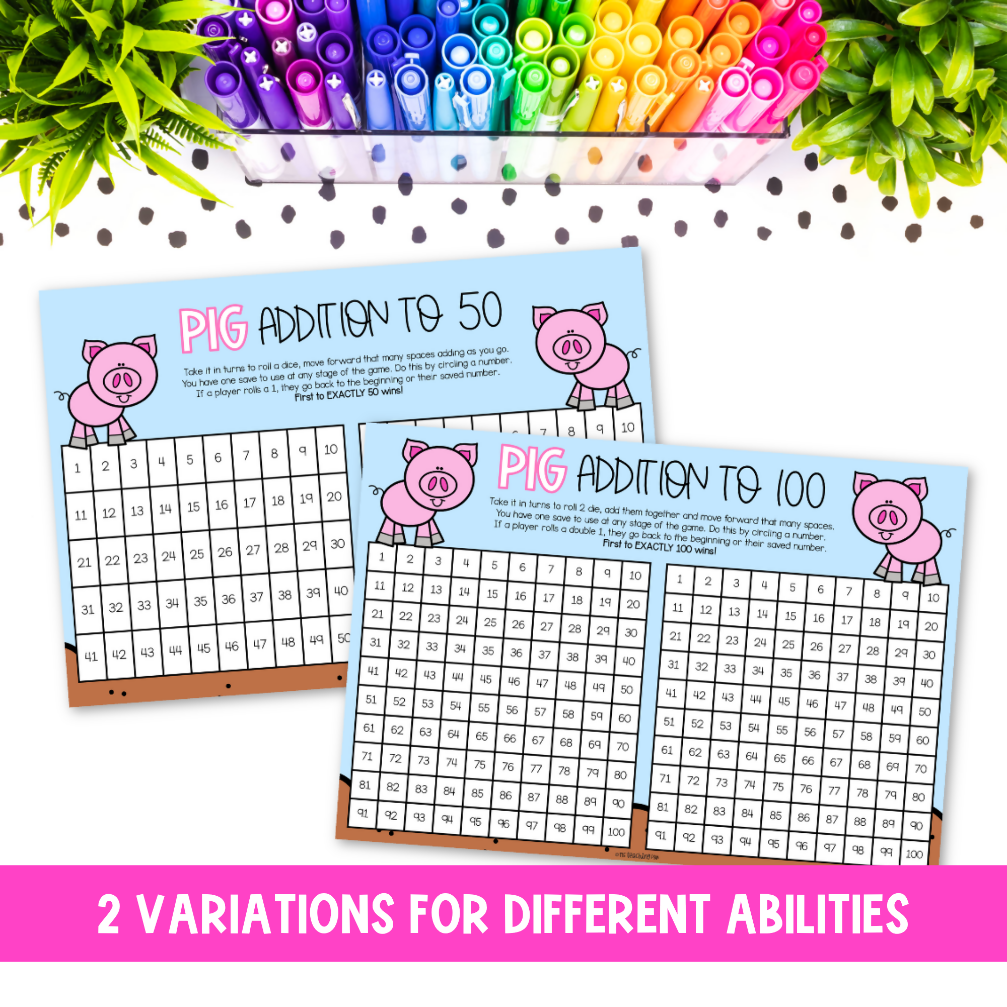 Free Addition Fluency Game | Pig Addition Game