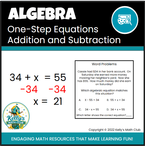 One-Step Algebraic Equations - Addition & Subtraction - Google Slides/Power Point