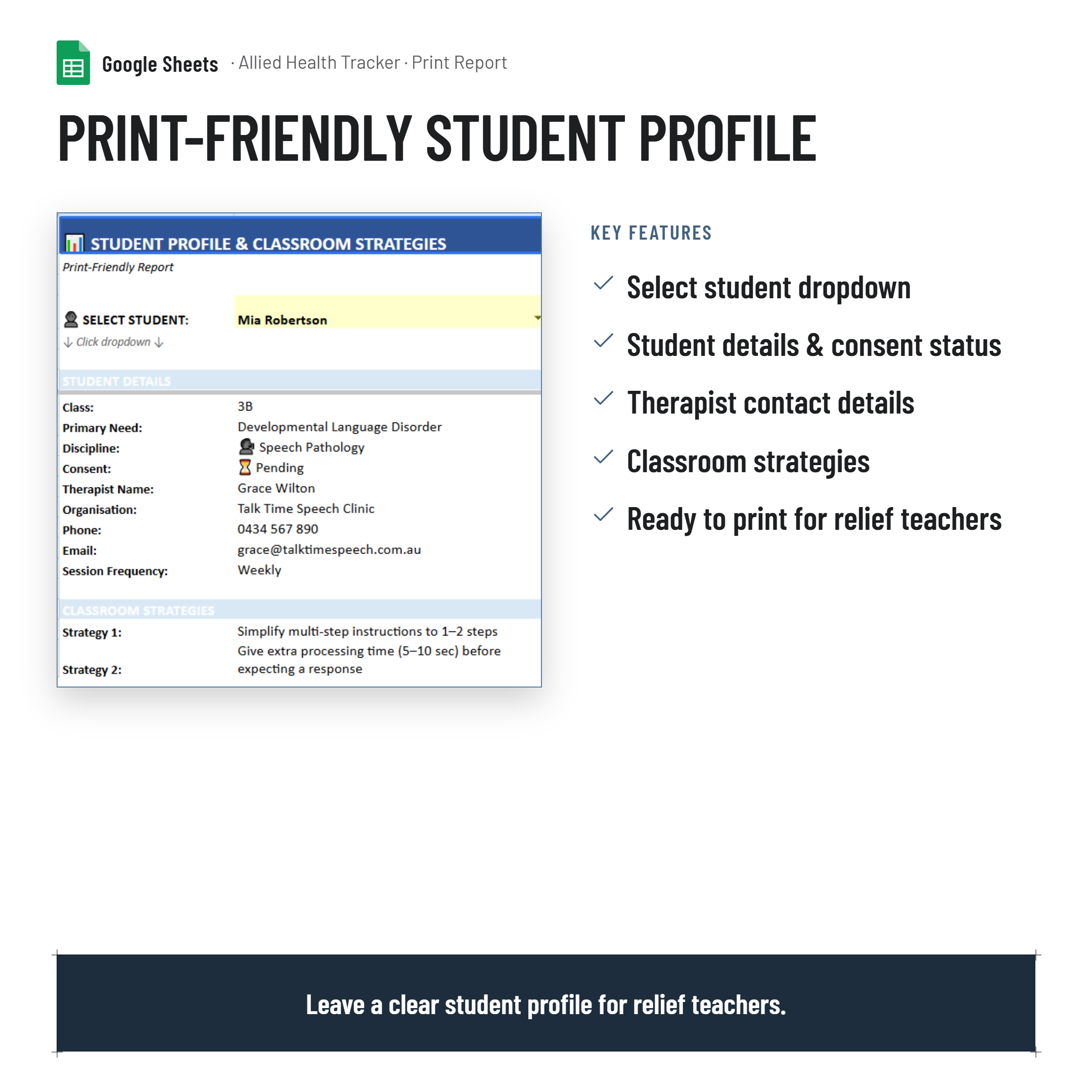 Allied Health Professional (AHP) Communication & Classroom Adjustments/Modifications Tracker and Dashboard for Teachers| NCCD| PLPs| Google Sheets