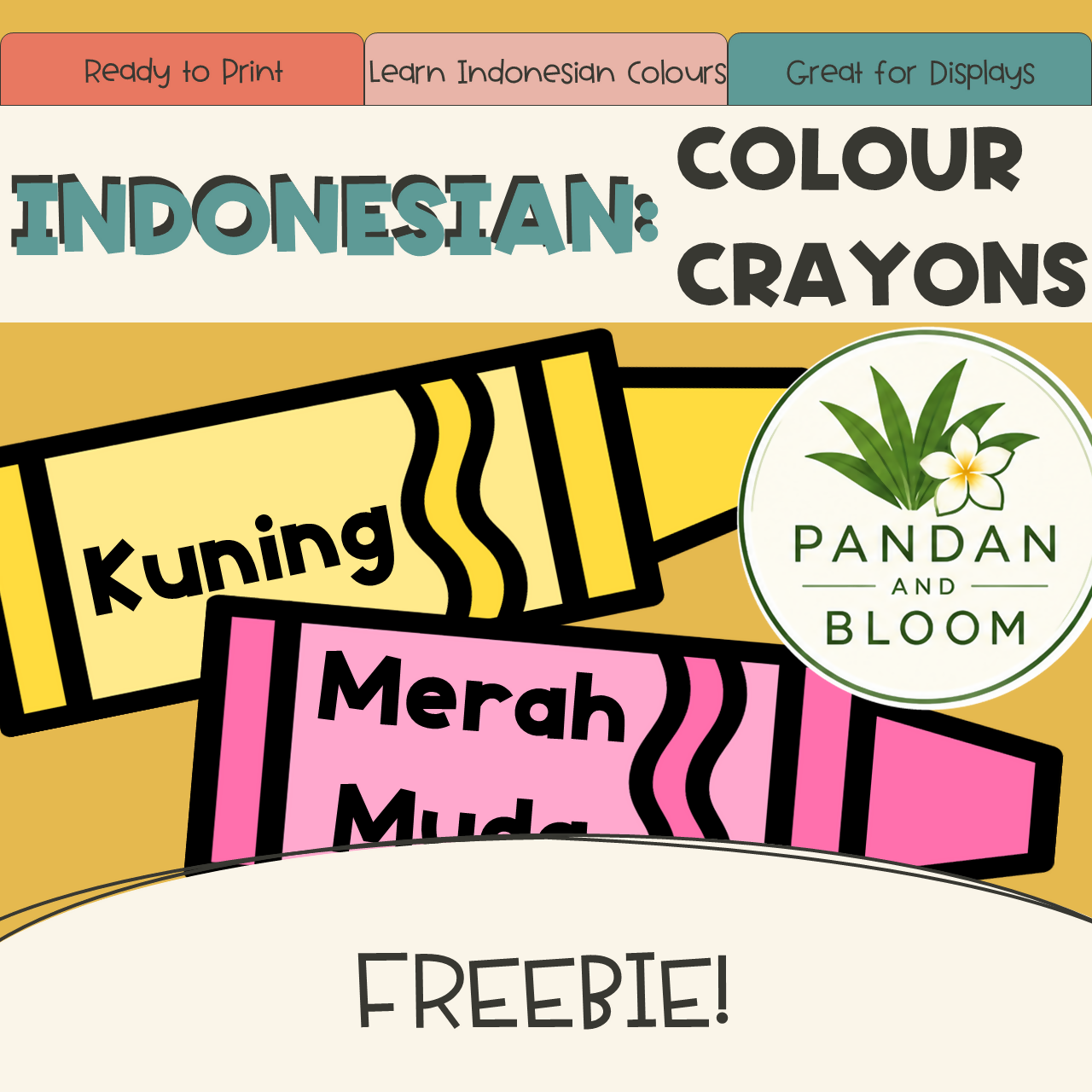 FREE Indonesian Colours Posters | Crayon Classroom Display | Warna Vocabulary