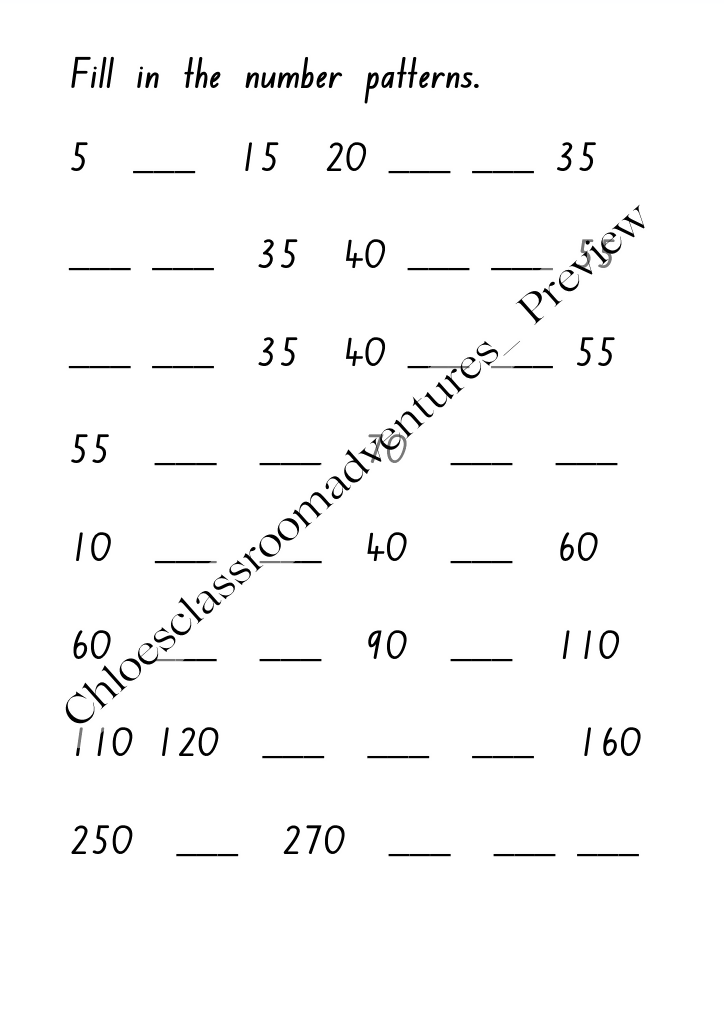 Skip Counting by 5s & 10s (Including Hundreds) | Maths Number Skills Worksheet | Year 1-2 |