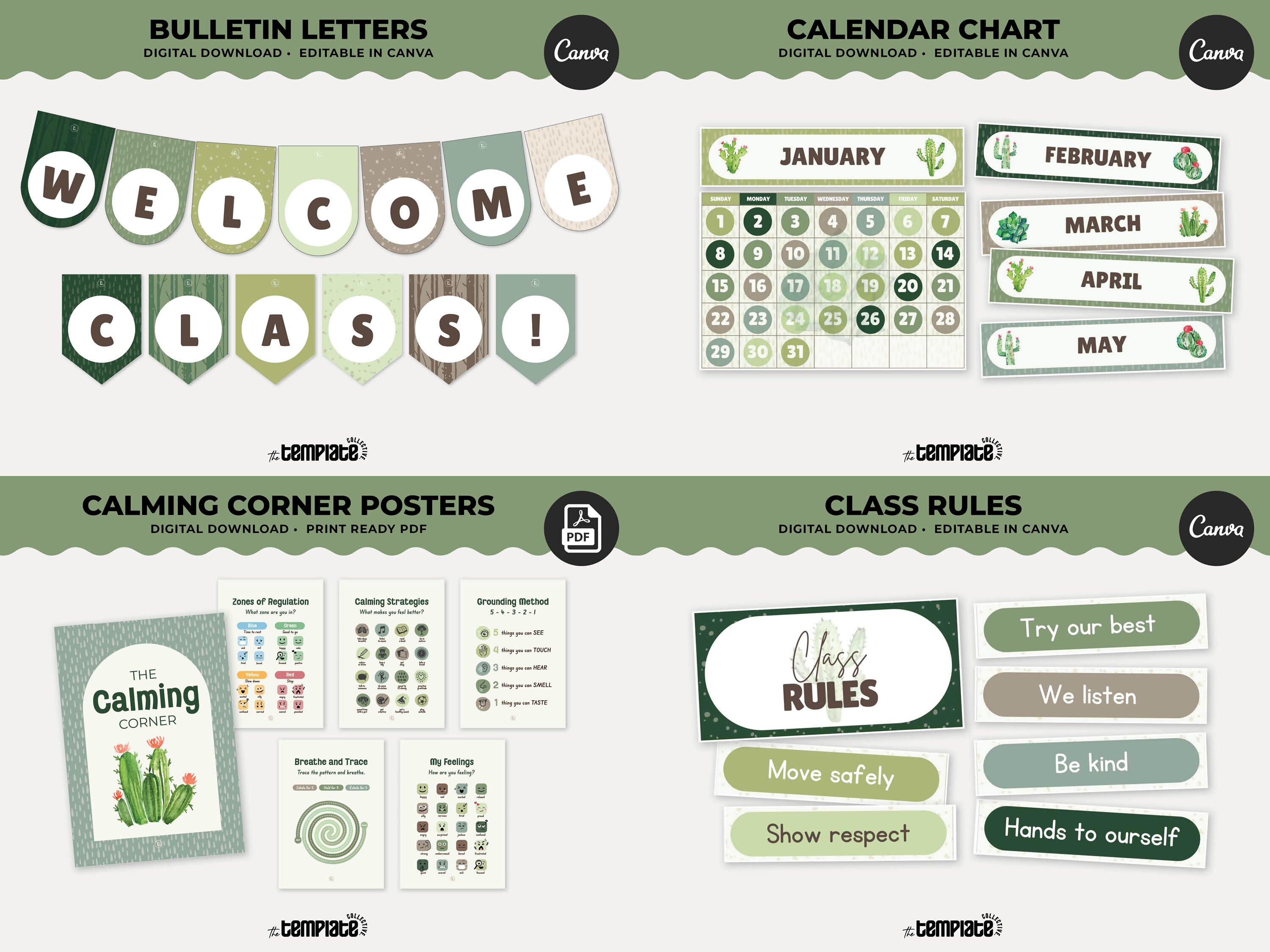 Cactus Cove Classroom Decor Bundle • Boho Cactus Classroom Theme • Bulletin Board Decor • Teacher Resources • Editable & Printable
