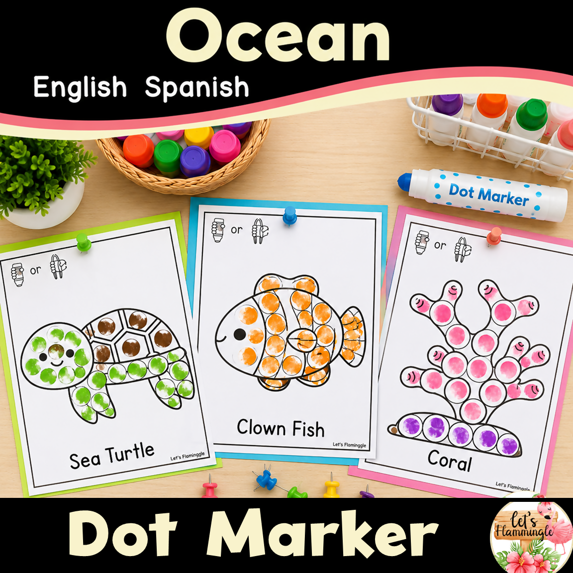 Dot Marker Printables Painting Ocean Animals Coloring Pages Craft Activities