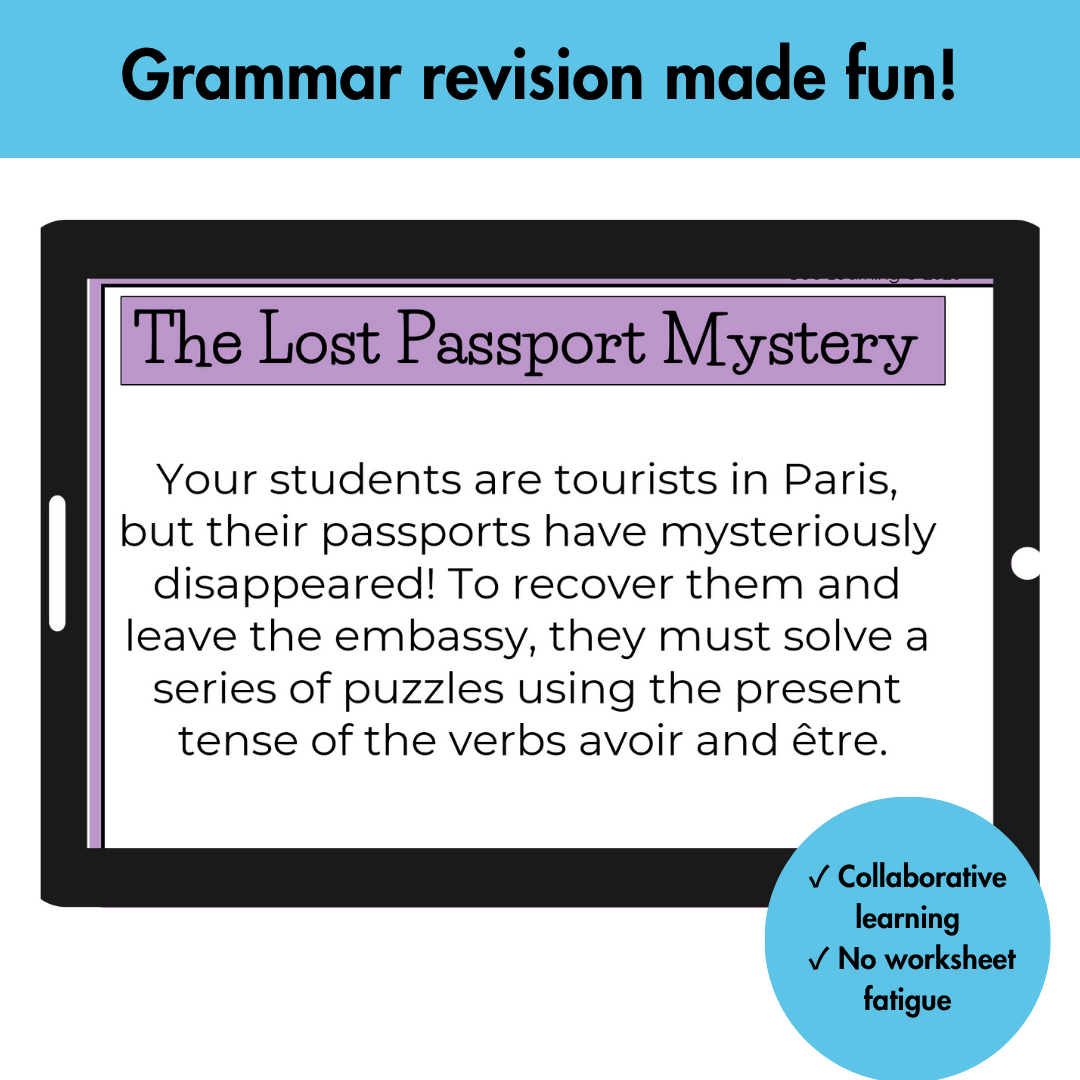 Irregular Verbs French Escape Room: Être & Avoir (Present Tense)