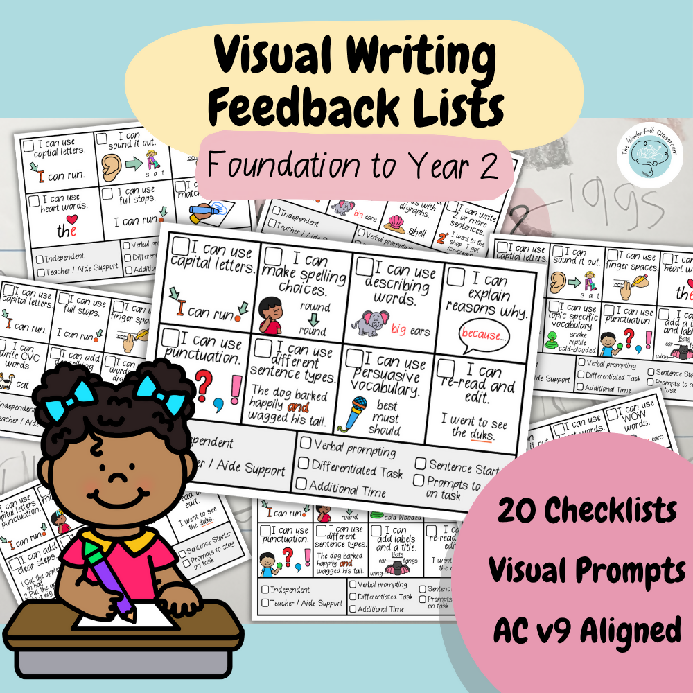 Visual Writing Feedback Checklists | Foundation to Year 2