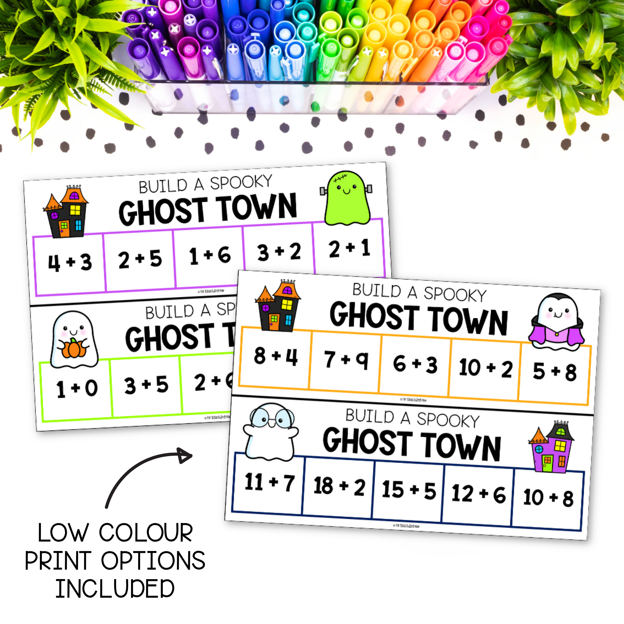Halloween Addition to 10 & 20 | Build a Spooky Ghost Town Math Activity