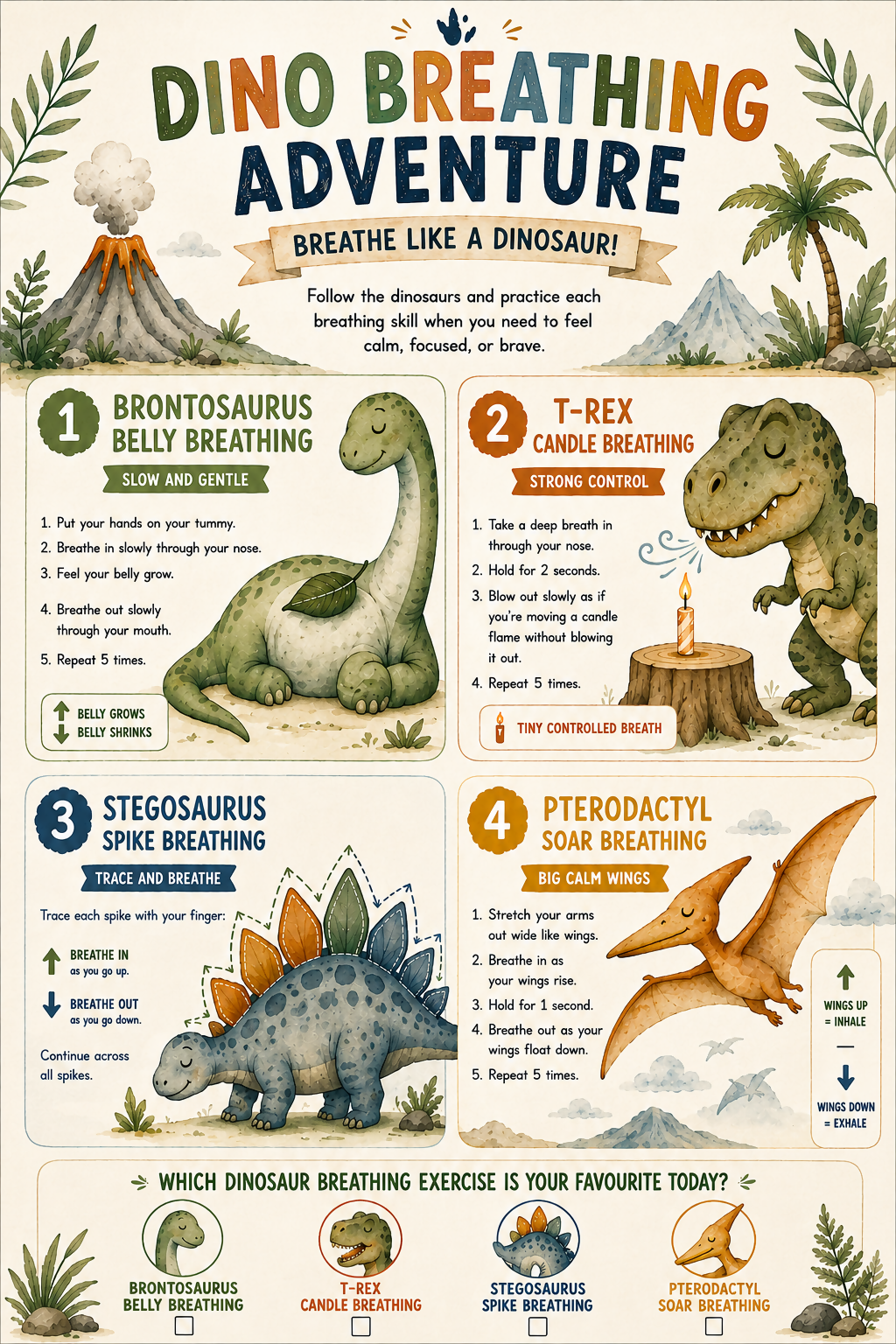 Dinosaur Breathing Chart - Emotional Regulation - Breathing Exercise