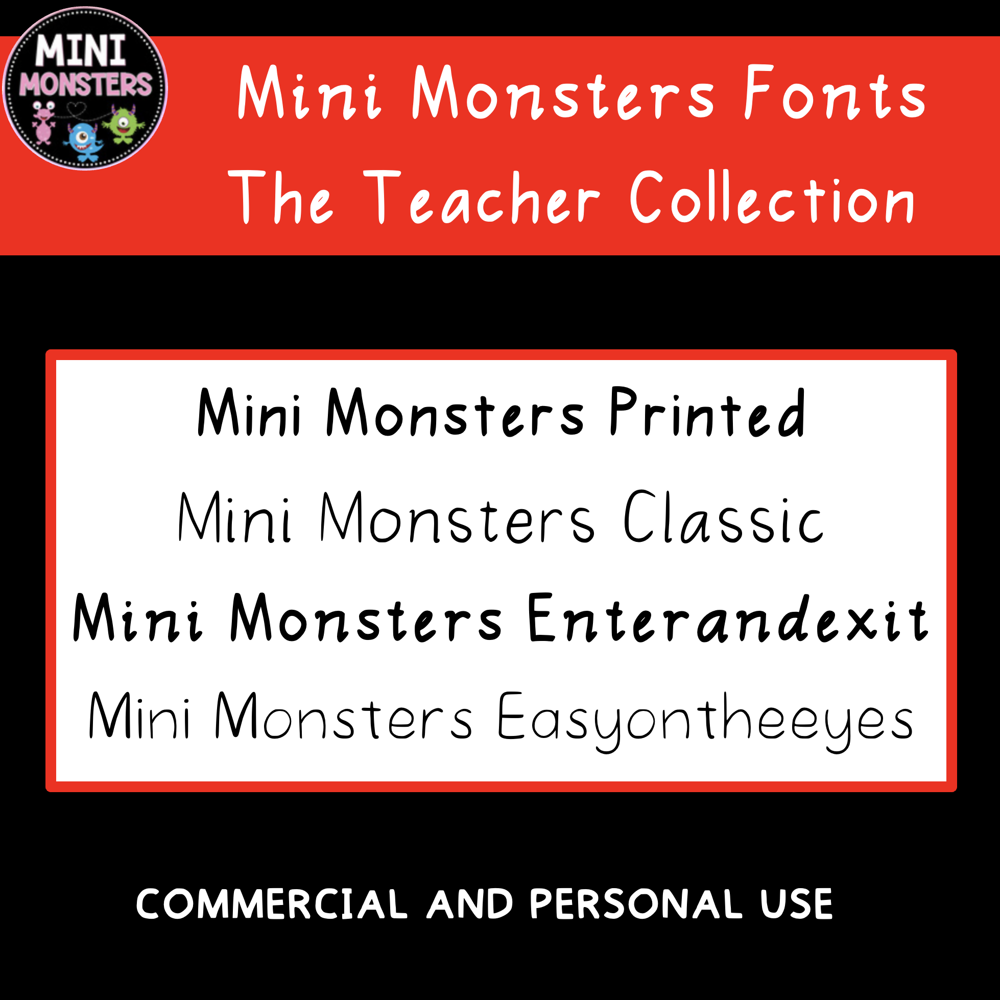 Teacher Fonts | The Teacher Collection | 4 Original Hand-Made Fonts for Worksheets & Displays | OTF + TTF Commercial Use