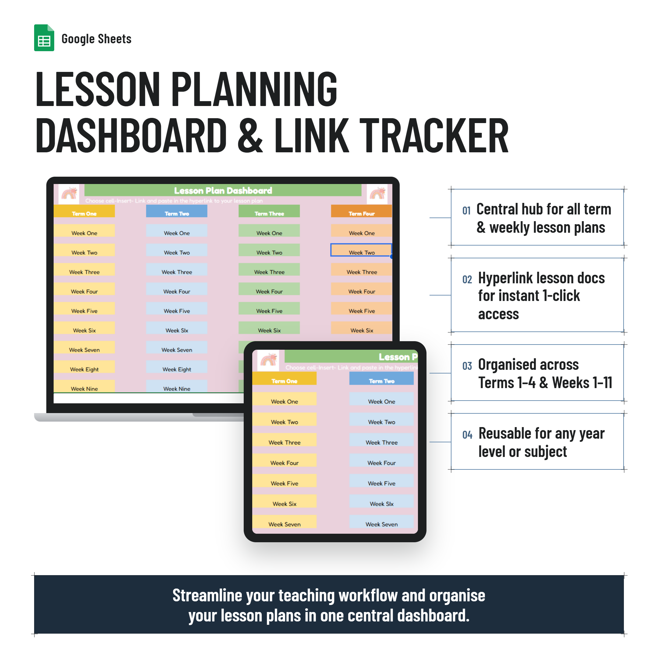 Lesson Planning Dashboard & Link Hub | Google Sheets