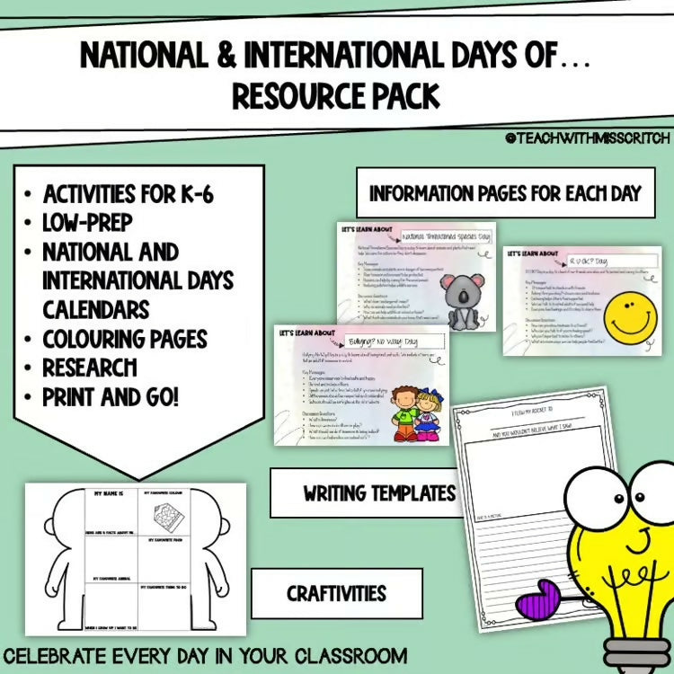 National & International Days Activities | Worksheets & Classroom Resources