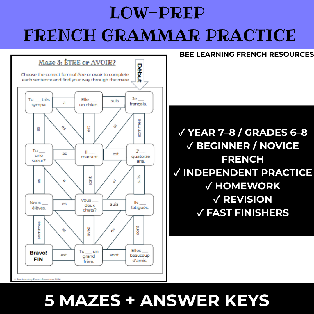 French Être & Avoir Present Tense Mazes | Verb Conjugation Activities