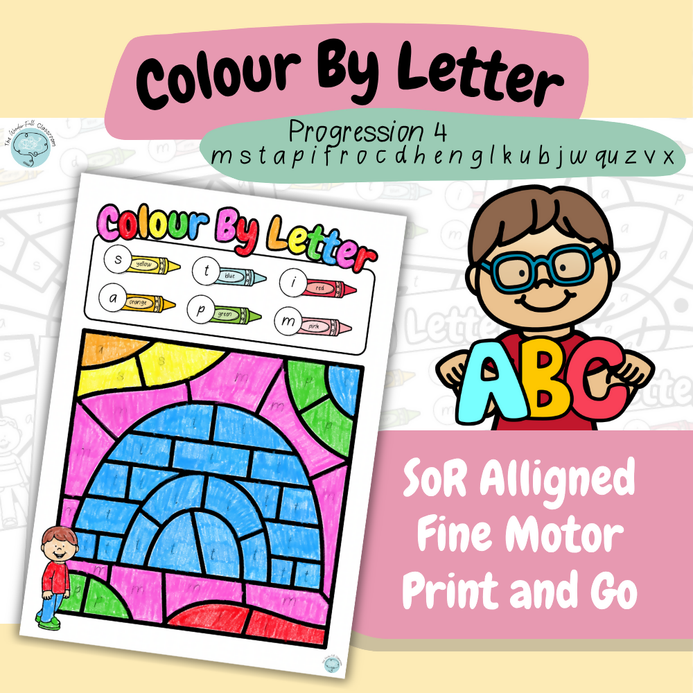Colour by Letter - mstapifrocdhenglkubjwquzvx | Letter Recognition | Print & Go