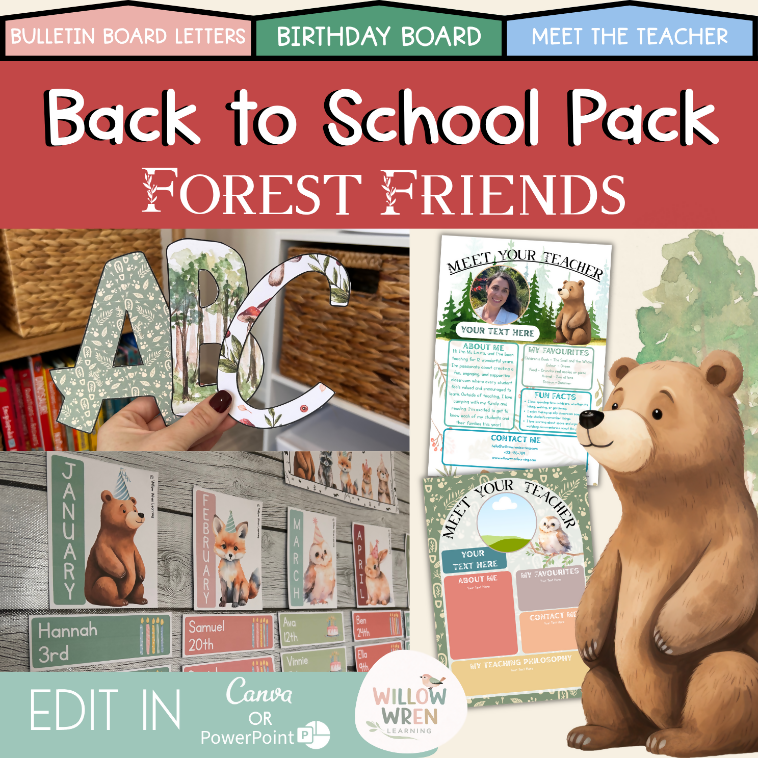Forest Friends Back to School Bundle I Woodland Pack Decor