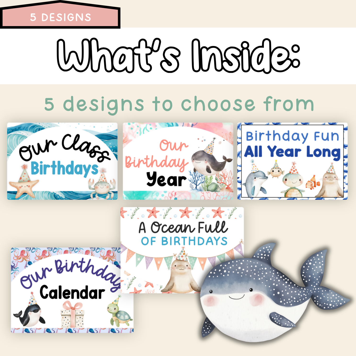 Ocean Blue Birthday Board | Editable Decor Sea Creatures