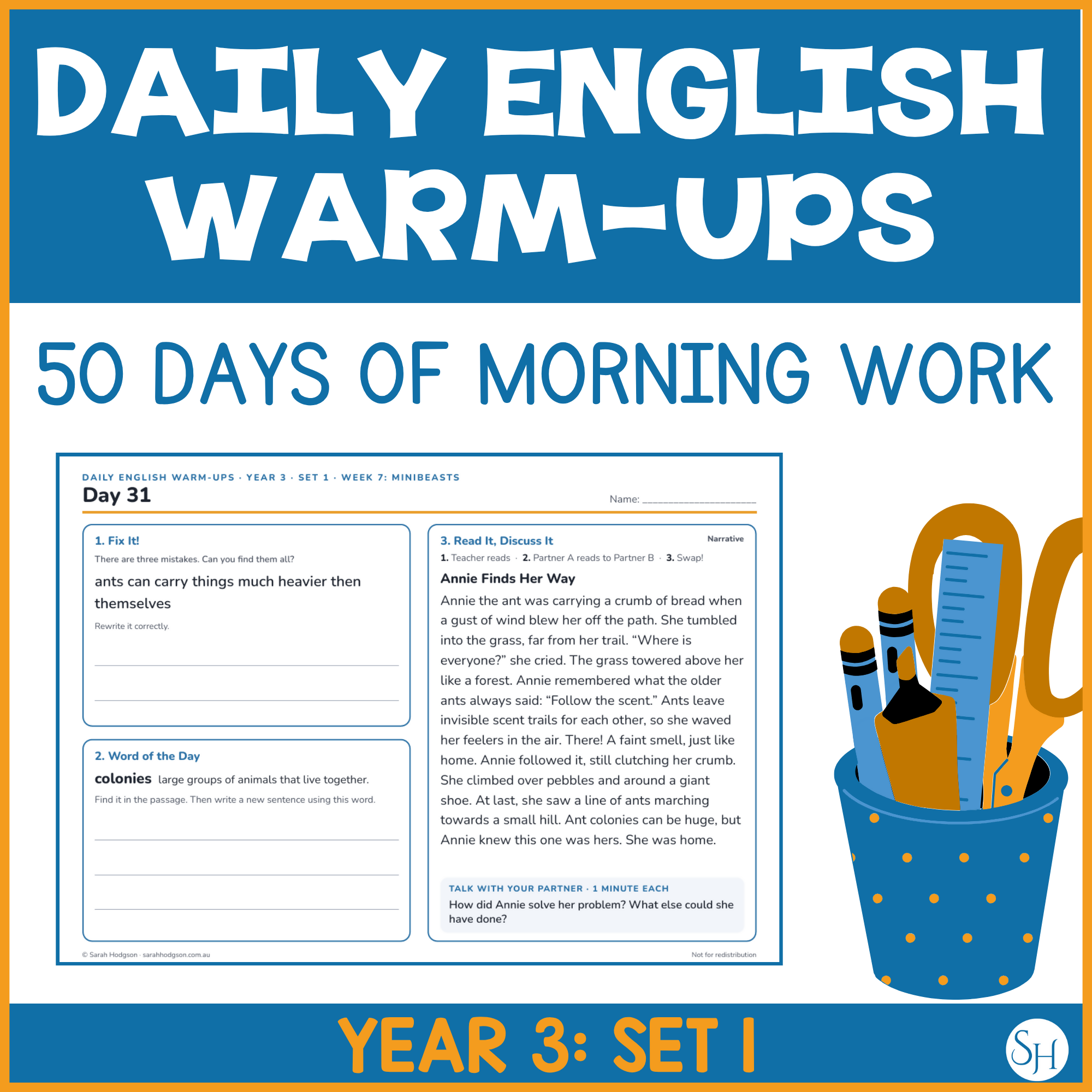 Daily English Warm-Ups Year 3 Set 1 | Bell Ringers | Morning Work