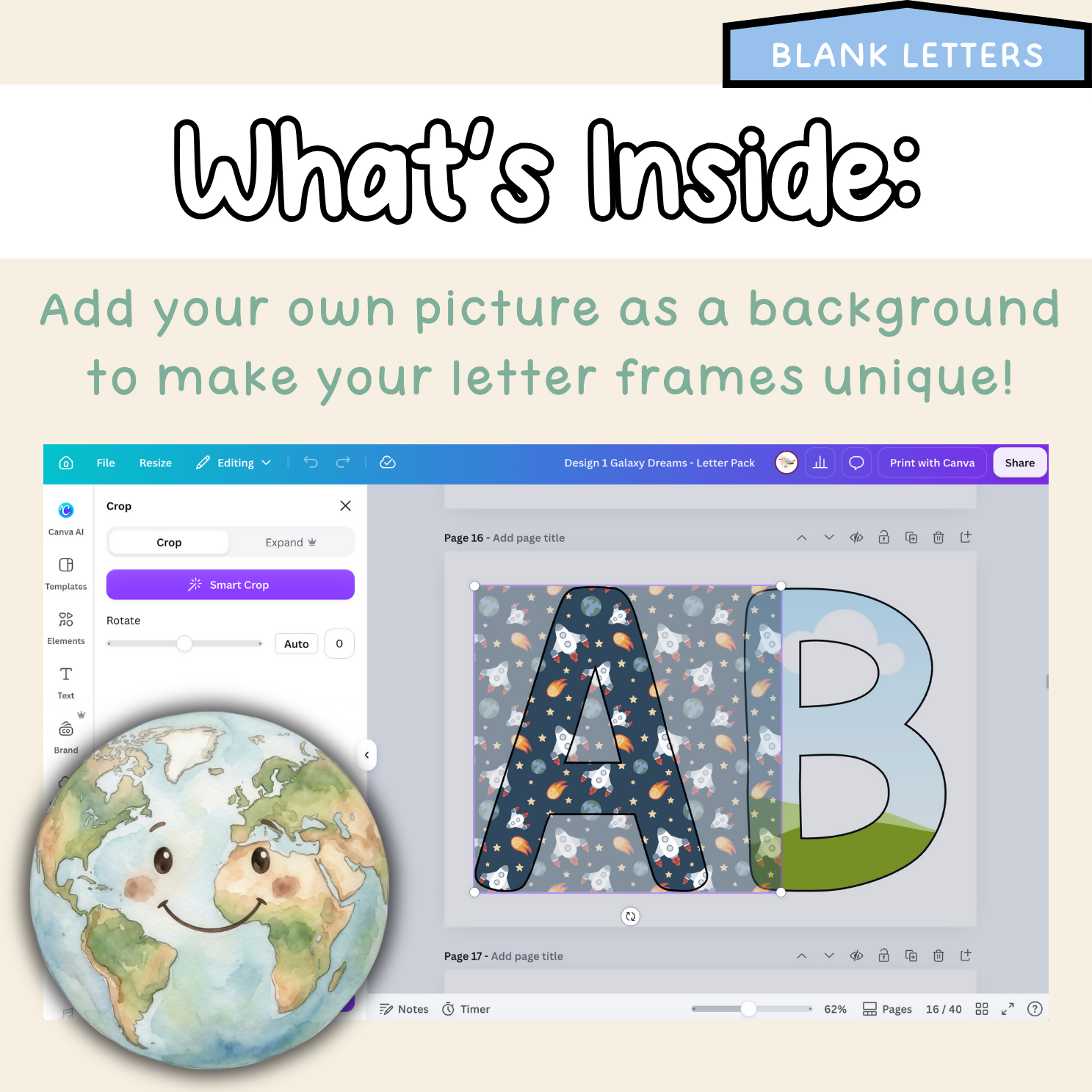 Galaxy Dreams Bulletin Board Letters | Editable Lettering Pack Decor Space