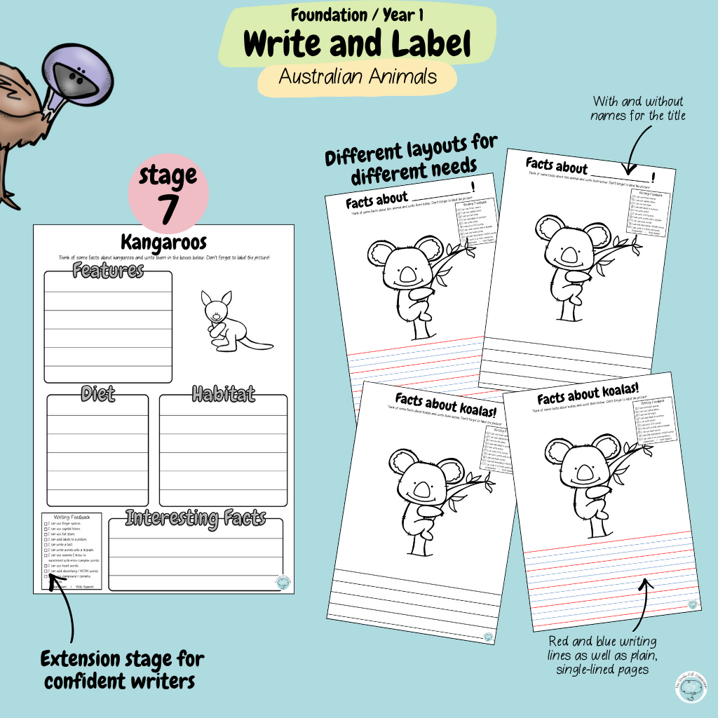 Foundation & Year 1 V9 Differentiated Information Writing - Australian Animals