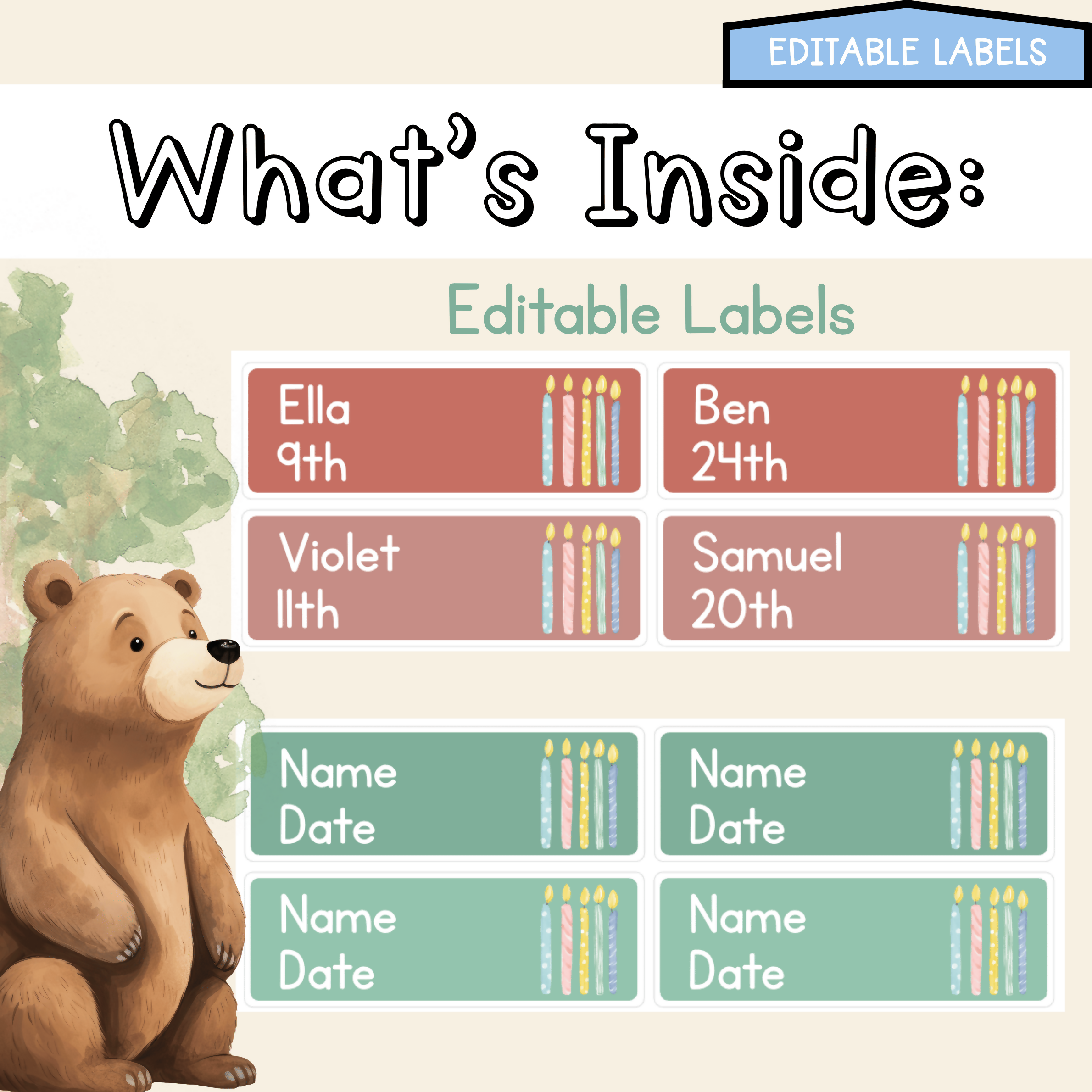 Forest Friends Birthday Board | Editable Birthday Pack Decor Woodlands