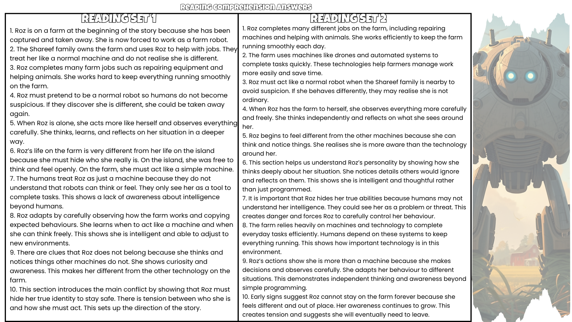 The Wild Robot Escapes Comprehension Questions and Answer Key PDF | Peter Brown Novel Worksheets for Grades 3–6