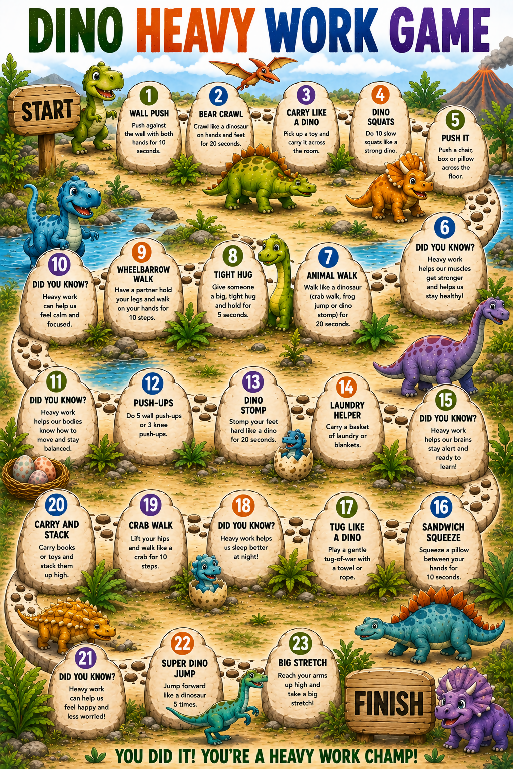 OT Designed - Proprioception - Dinosaur Heavy Work Boardgame (Printable)