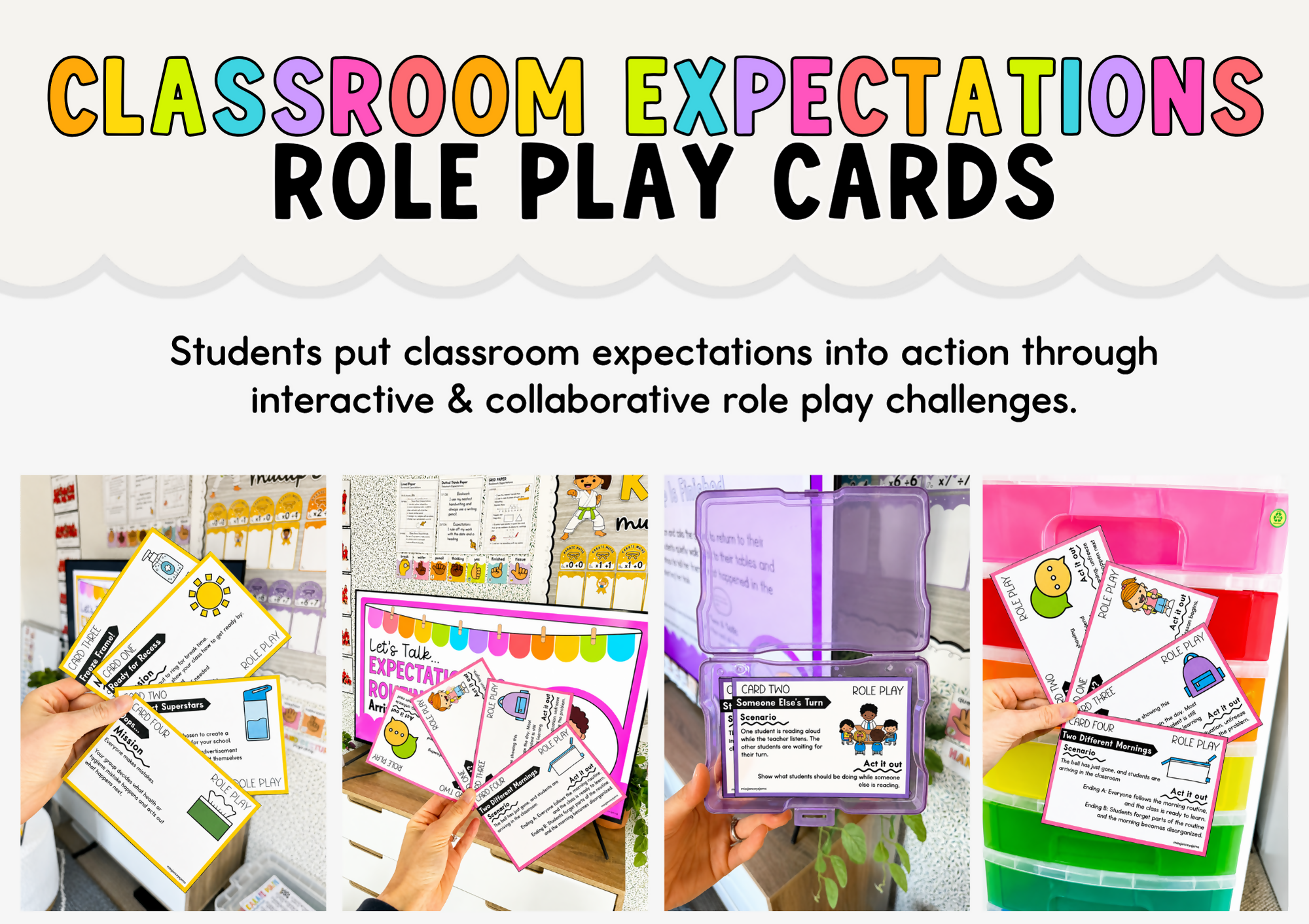 Back to School Routines and Expectations Virtual Classroom Tour with Collaborative Role Play Cards I EDITABLE
