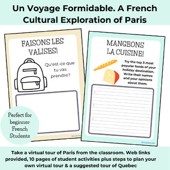 French Travel Cultural Activity – Virtual Tour of Paris & Quebec