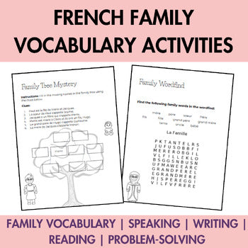 French Family Vocabulary | La Famille | Beginner Worksheets & Activities