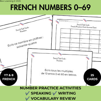 French Numbers 0–69 Activities | Task Cards & Speaking Practice