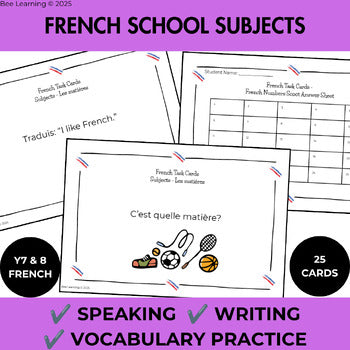 French School Subjects Vocabulary Activities | Task Cards & Practice
