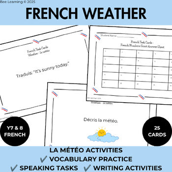 French Weather Vocabulary Activities | La Météo Task Cards & Practice