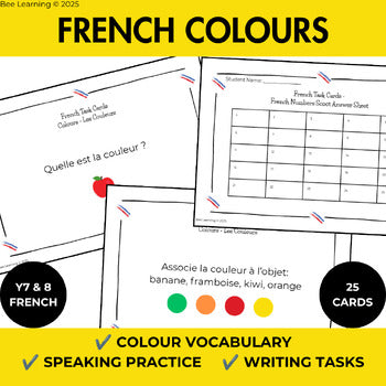 French Colours Vocabulary Activities | Task Cards & Adjective Agreement