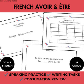 French Avoir & Être Present Tense Activities | Task Cards & Practice | Year 7–8