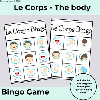 French Body Parts Bingo Game | Parties du Corps Vocabulary Jeux | Year 7–8
