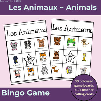 French Les Animaux Jeux Bingo | Animal Vocabulary Game | Year 7–8